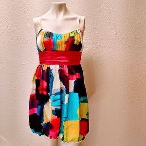 "Love Tease" Size 5 Bright multi colored bubble dress prom, wedding, evening $25